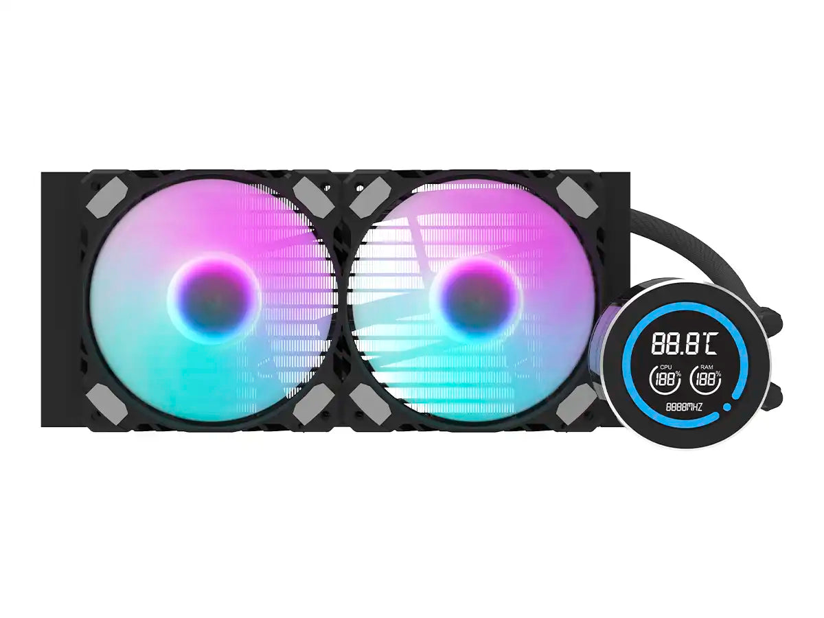 SISTEMA DE ENFRIAMIENTO LIQUIDO GAMBYTE DN240D (AIO-DN240DBL-GHT) 2 VENTILADORES CON ILUMINACION ARGB
