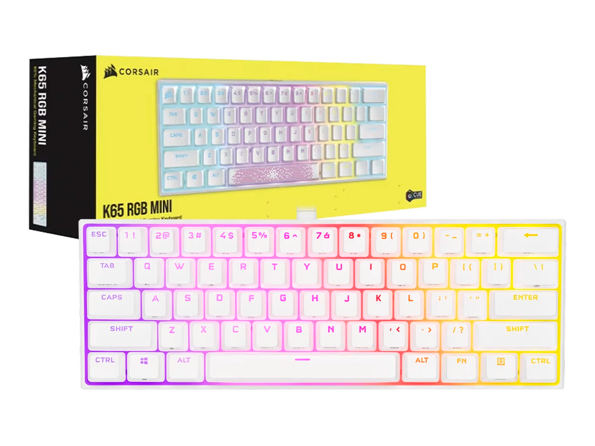 TECLADO GAMER CORSAIR K65 RGB MINI 60% CHERRY MX SPEED BLANCO (CH-9194114-NA )