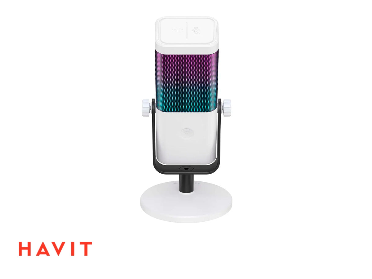 MICROFONO GAMER HAVIT GK65 RGB BLANCO JACK 3.5MM, USB TIPO C