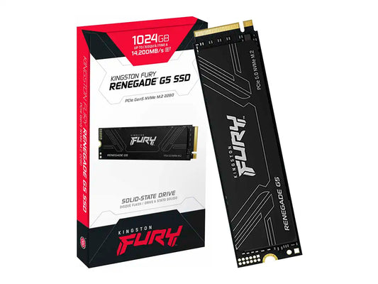 UNIDAD DE ALMACENAMIENTO SSD M.2 PCIE KINGSTON FURY 1TB NVME RENEGADE G5, 2280 (SFYR2S/1T0) HASTA 11,000MB/S, CONTROLADOR SM2508 3D TLC