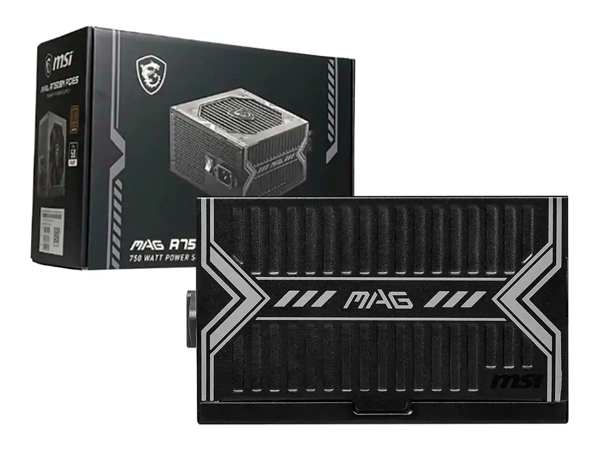 FUENTE DE PODER MSI 750W MAG PCIE5 III (MAG-A750BN-PCIE5-III) ATX, 80 PLUS BRONZE, NO MODULAR, NEGRO