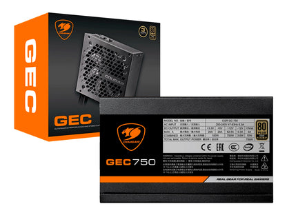 FUENTE DE PODER COUGAR 750W 80 PLUS GOLD GEC 750 (31GC075.0001P) ATX, NO MODULAR, NEGRO