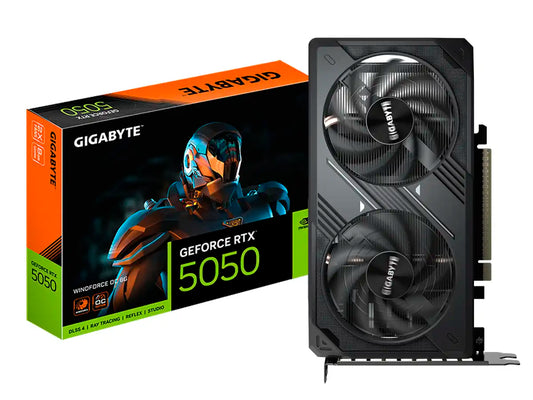 TARJETA DE VIDEO GIGABYTE GEFORCE RTX 5050 8GB WINDFORCE OC GDDR6 (9VNRTX5050W02) NVIDIA 128 BITS, 2 VENTILADORES