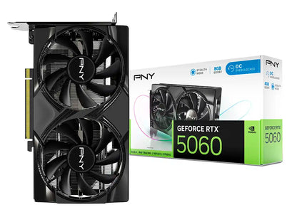 TARJETA DE VIDEO PNY GEFORCE RTX 5060 8GB STD OC GDRR7 (VCG50608DFXPB1-O) NVIDIA 128 BITS, 2 VENTILADORES