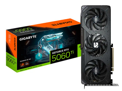 TARJETA DE VIDEO GIGABYTE GEFORCE RTX 5060 TI 8GB GAMING OC GDDR7 (GV-N506TGAMING OC-8GD G10) NVIDIA, 128 BITS, 3 VENTILADORES