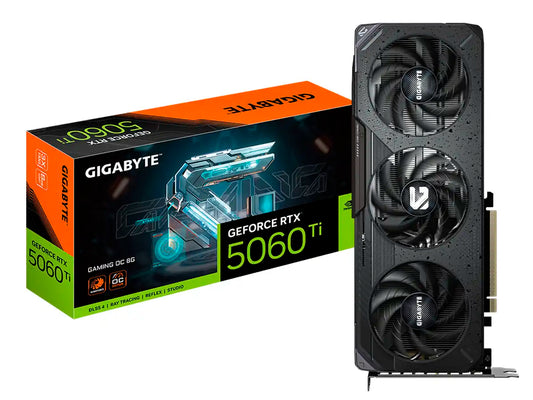 TARJETA DE VIDEO GIGABYTE GEFORCE RTX 5060 TI 8GB GAMING OC GDDR7 (GV-N506TGAMING OC-8GD G10) NVIDIA, 128 BITS, 3 VENTILADORES