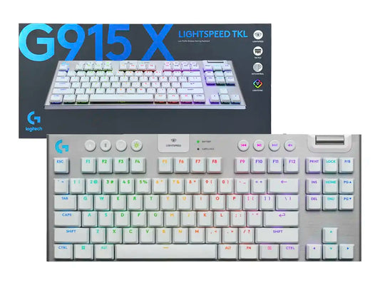 TECLADO GAMER INALAMBRICO LOGITECH G915 X LIGHTSPEED TKL (920-012732) BLANCO, MECANICO, SWITCH BROWN, LED RGB