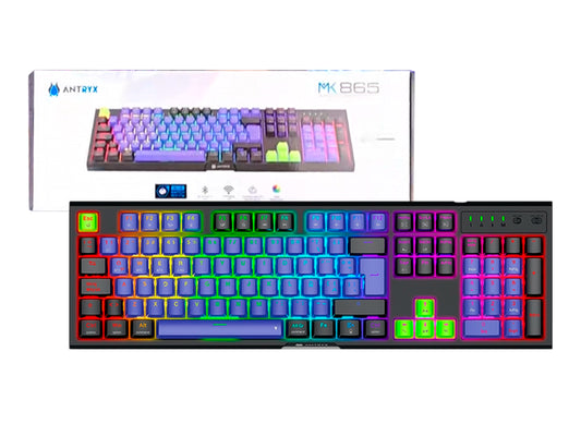 TECLADO GAMER ANTRYX MK865 TRIX (AMK-865TXKBL-SP) MECANICO | SWITCH BLUE | NEGRO Y AZUL