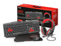 COMBO 4 EN UNO TRUST ZIVA GAMING TECLADO+ AURICULAR+MOUSE + MOUSEPAD, NEGRO