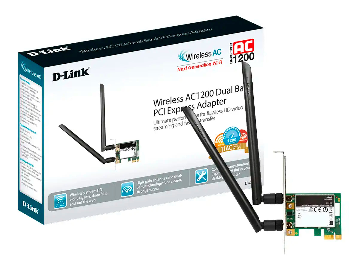 ADAPTADOR INALAMBRICO PCI EXPRESS D-LINK, AC1200 DOBLE BANDA 300 MBPS (DWA-582)