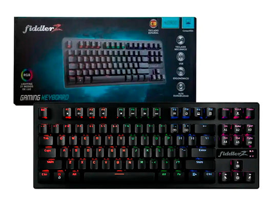 TECLADO GAMER FIDDLER KD900 (FD-KD900) MECANICO RGB, NEGRO, TKL 80%