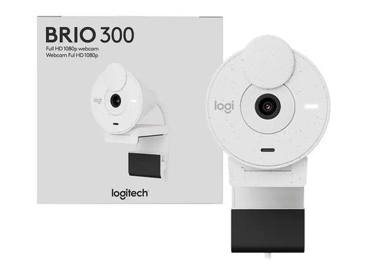 CAMARA WEB LOGITECH BRIO 300 (960-001440) FHD 1920 X 1080, MICRÓFONO INCORPORADO, CONEXION USB C, 4 MEGAPIXELES, LENTE DE CRISTAL, BLANCO