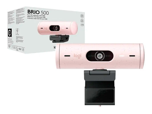 CAMARA WEB LOGITECH BRIO 500 (960-001418) FHD 1920 X 1080, MICRÓFONO INCORPORADO, CONEXION USB C, 4 MEGAPIXELES, LENTE DE CRISTAL, ROSADO