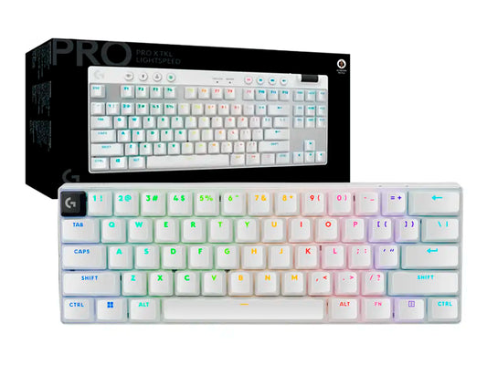 TECLADO GAMER INALAMBRICO LOGITECH G PRO X 60 (920-011921) MECANICO, SWITCH OPTICO, LED RGB, BLANCO