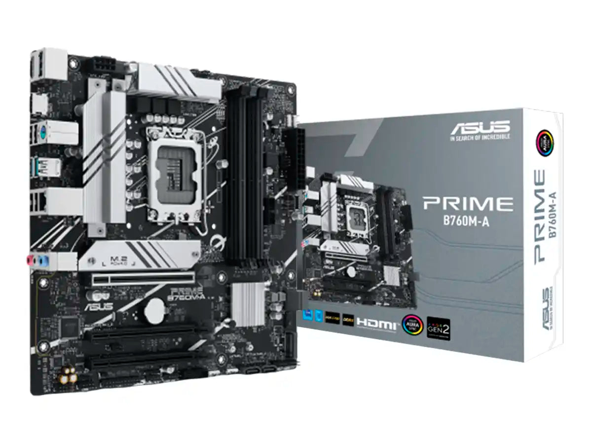 PLACA MADRE ASUS B760M-A PRIME (90MB1EK0-M0AAY0) SOCKET LGA 1700, RAM DDR5 BUSS 7200OC MHZ, 13VA, 12VA GEN