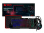 COMBO 4 EN UNO TEROS GAMER TE4063N (KBMSHDSTE4063N) TECLADO LED, MOUSE LED, AURICULAR LED, PAD MOUSE, NEGRO