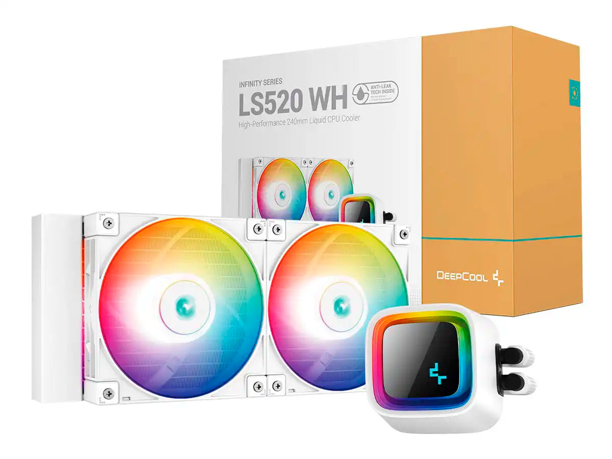 SISTEMA DE ENFRIAMIENTO LIQUIDO DEEPCOOL LS520 WH (R-LS520-WHAMNT-G-1) 2 VENTILADORES, 240MM, LED ARGB