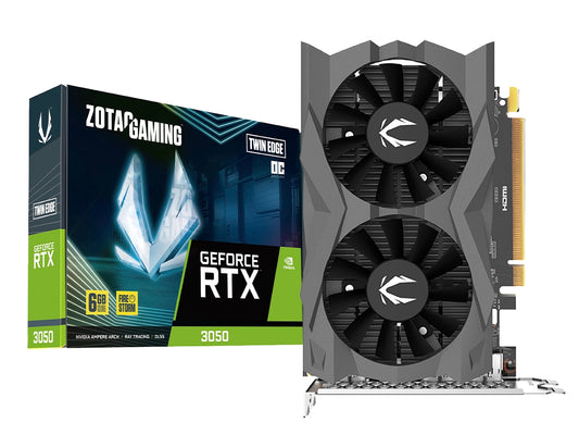 TARJETA DE VIDEO ZOTAC GAMING GEFORCE RTX 3050 6GB GDDR6 TWIN EDGE OC (ZT-A30510H-10L) NVIDIA 92 BITS, 2 VENTILADORES