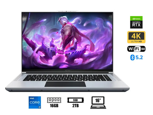 LAPTOP GIGABYTE CORE I7-12700H AERO 16 XE5-ADL GAMING (73LA938HP) 16 UHD, RAM 16GB, SSD 2TB, NVIDIA RTX 3070TI 8GB, WIN11, ES., 12GEN.