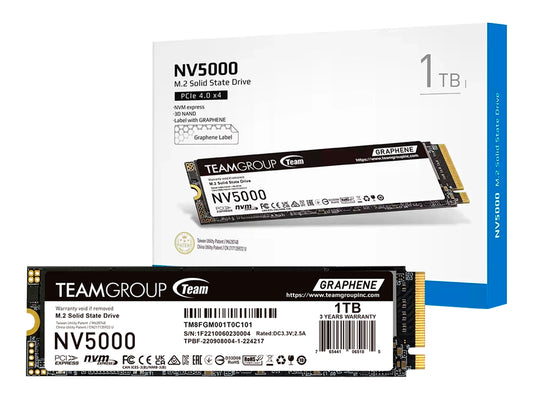 UNIDAD DE ESTADO SOLIDO TEAMGROUP NV5000 (TM8FGM001T0C101) M.2 PCIE 4.0 SSD M.2 1TB, PCIE GEN4X4 CON NVME