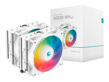 COOLER PARA PROCESADOR DEEPCOOL AG620 WH ARGB (R-AG620-WHANMN-G-2) 2 VENTILADORES, 120 MM, LED ARGB