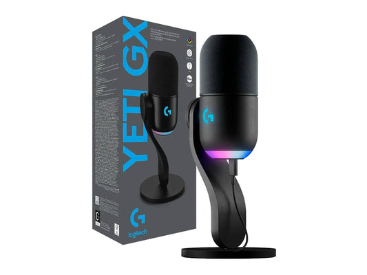 MICROFONO LOGITECH YETI GX SUPERCARDIOID (988-000568) INTERFAZ USB, NEGRO