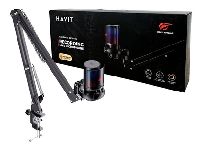 MICROFONO GAMER HAVIT GK50 PRO NEGRO RGB C/BRAZO