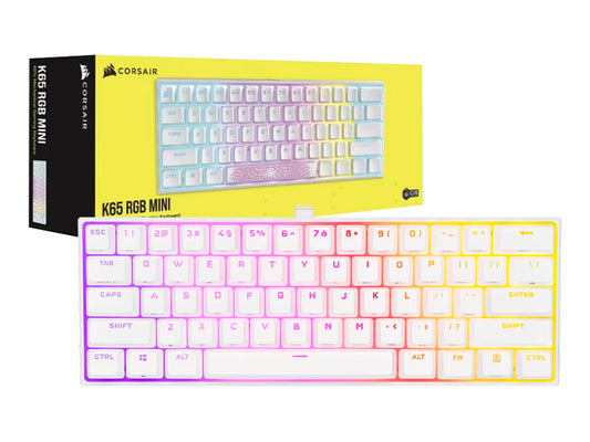 TECLADO GAMER CORSAIR K65 RGB MINI 60% CHERRY MX SPEED BLANCO (CH-9194114-NA )