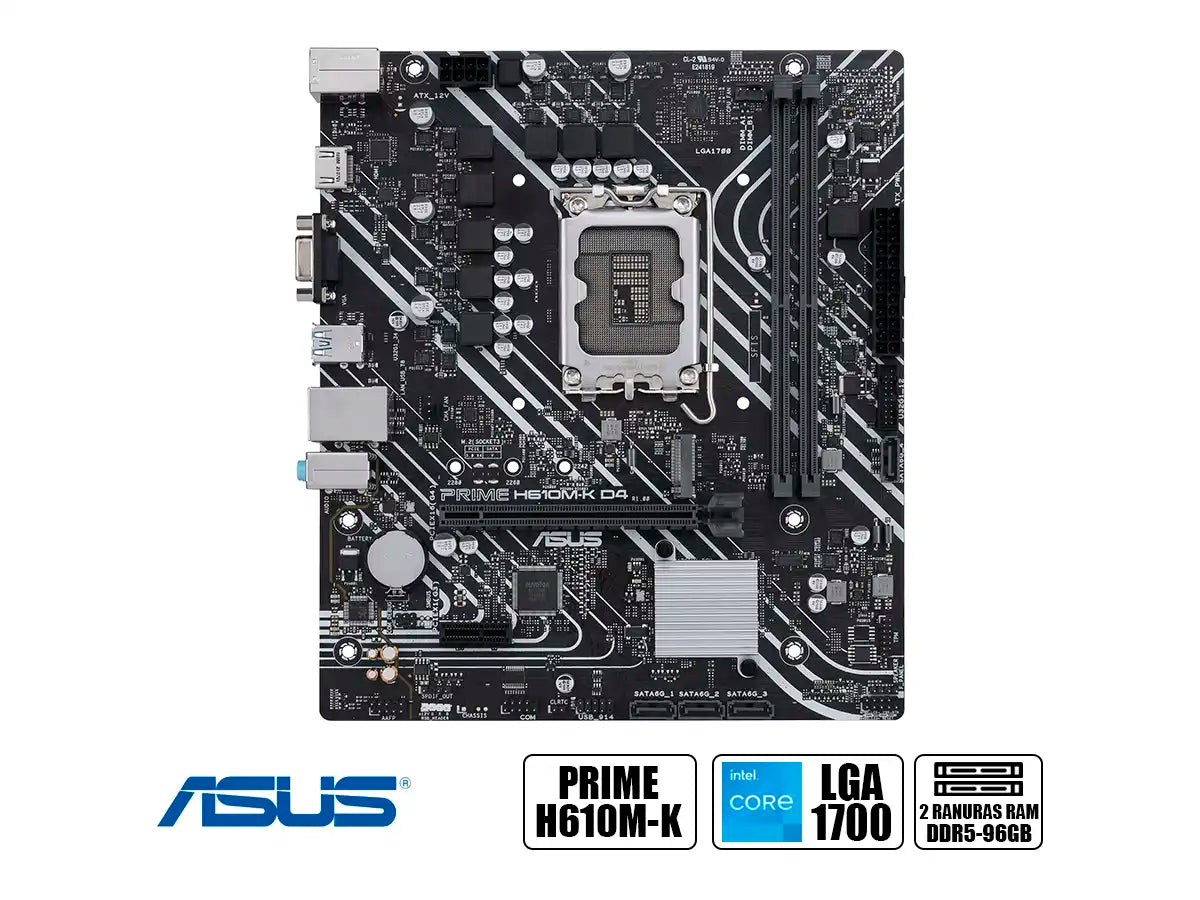 PLACA MADRE ASUS PRIME H610M-K (90H610M-K ) SOCKET LGA 1700, RAM DDR5 , 14VA, 13VA, 12VA GEN