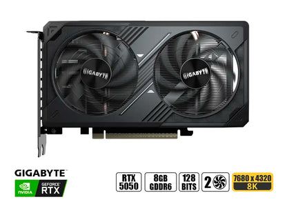 TARJETA DE VIDEO GIGABYTE GEFORCE RTX 5050 8GB WINDFORCE OC GDDR6 (9VNRTX5050W02) NVIDIA 128 BITS, 2 VENTILADORES