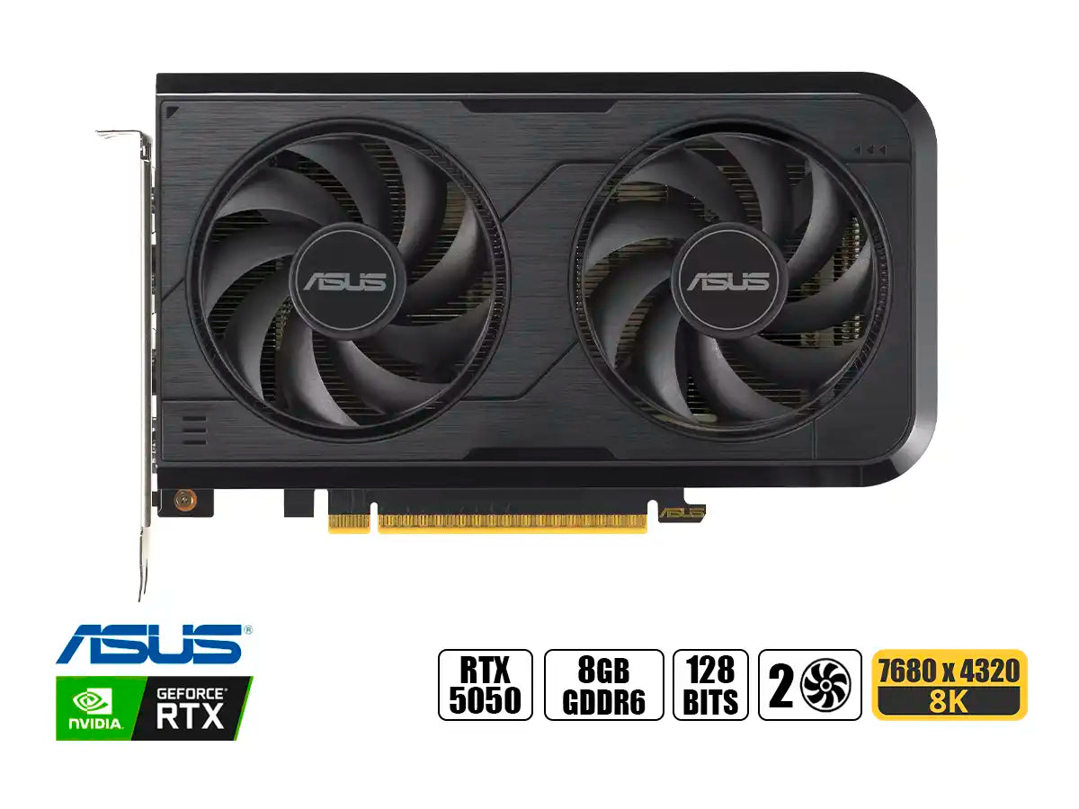 TARJETA DE VIDEO ASUS GEFORCE RTX 5050 8GB DUAL OC GDDR6 (VD8GASRTX5050DO) NVIDIA 128 BITS, 2 VENTILADORES