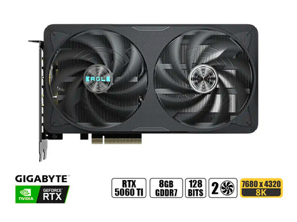 TARJETA DE VIDEO GIGABYTE GEFORCE RTX 5060 TI 8GB EAGLE OC GDDR7 (GV-RTX5060TI 8GB EAGLE OC) NVIDIA, 128 BITS, 2 VENTILADORES