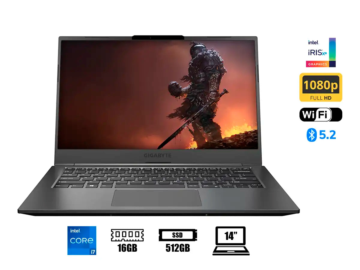 LAPTOP GIGABYTE CORE I7-1195G7 U4 GAMING (U4 UD-70US823SO) PANTALLA 14 FHD IPS, RAM 16GB, SSD M.2 512GB, WIN11 HOME, ESP, SILVER