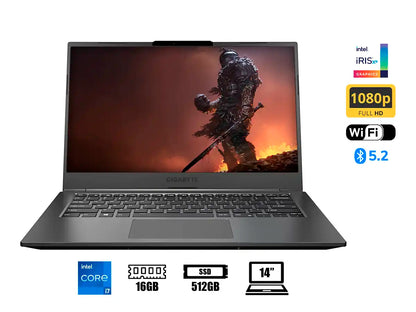LAPTOP GIGABYTE CORE I7-1195G7 U4 GAMING (U4 UD-70US823SO) PANTALLA 14 FHD IPS, RAM 16GB, SSD M.2 512GB, WIN11 HOME, ESP, SILVER