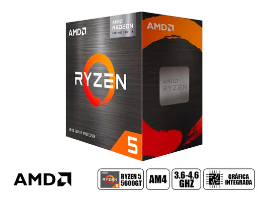 PROCESADOR AMD RYZEN 5 5600GT 3.6GHZ HASTA 4.6GHZ 19MB (100-100001488BOX) AM4, 6 NUCLEOS