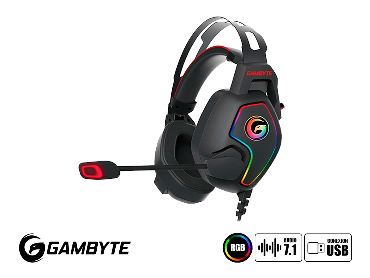 AURICULAR GAMBYTE KROUX GAMING 7.1 (GI-KROUX-KT) CON MICROFONO, INTERFAZ USB, RGB, NEGRO
