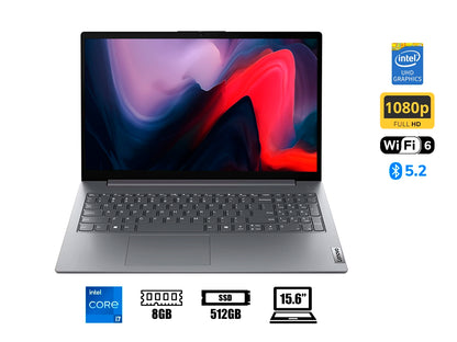 LAPTOP LENOVO CORE I7-13620H V15 G4 IRL (83GW005GLD) PANTALLA 15.6 FHD, RAM 8GB, SSD 512GB, S/SISTEMA, ESP, LUNA GREY