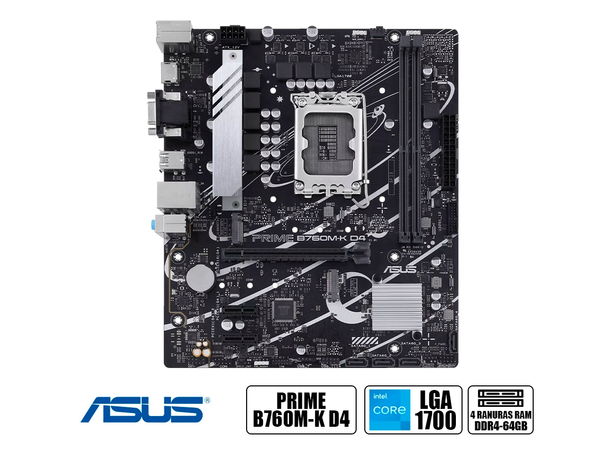 PLACA MADRE ASUS B760M K D4 (PRIME B760M-K D4) SOCKET LGA 1700, RAM DDR4