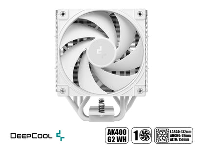 COOLER PARA PROCESADOR DEEPCOOL AK400 G2 (R-AK400G2-WHNNMN-GJD) 1 VENTILADOR, BLANCO