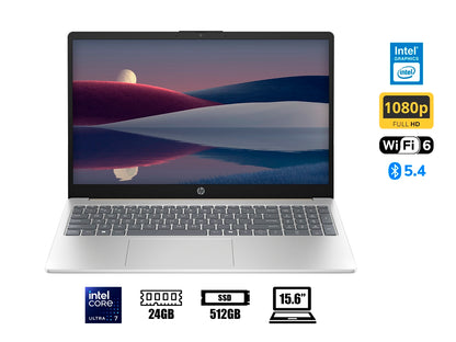 LAPTOP HP AI CORE ULTRA 7 255U 15-FD2378LA (D3XX8LA) RAM 24GB, SSD 512GB, 15.6 FHD IPS, FREEDOS, DORADO CALIDO