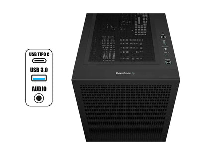 CASE DEEPCOOL CH560 DIGITAL S/FUENTE (R-CH560-BKAPE4D-G-1) PANEL DE VIDRIO, 4 VENTILADORES, LED ARGB, NEGRO