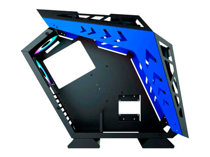 CASE GAMBYTE METAL WARRIOR BLUE S/FUENTE (GI-MWARRIORBLUE-AC) PANELES DE VIDRIO, 7 VENTILADORES, LED ARGB, AZUL