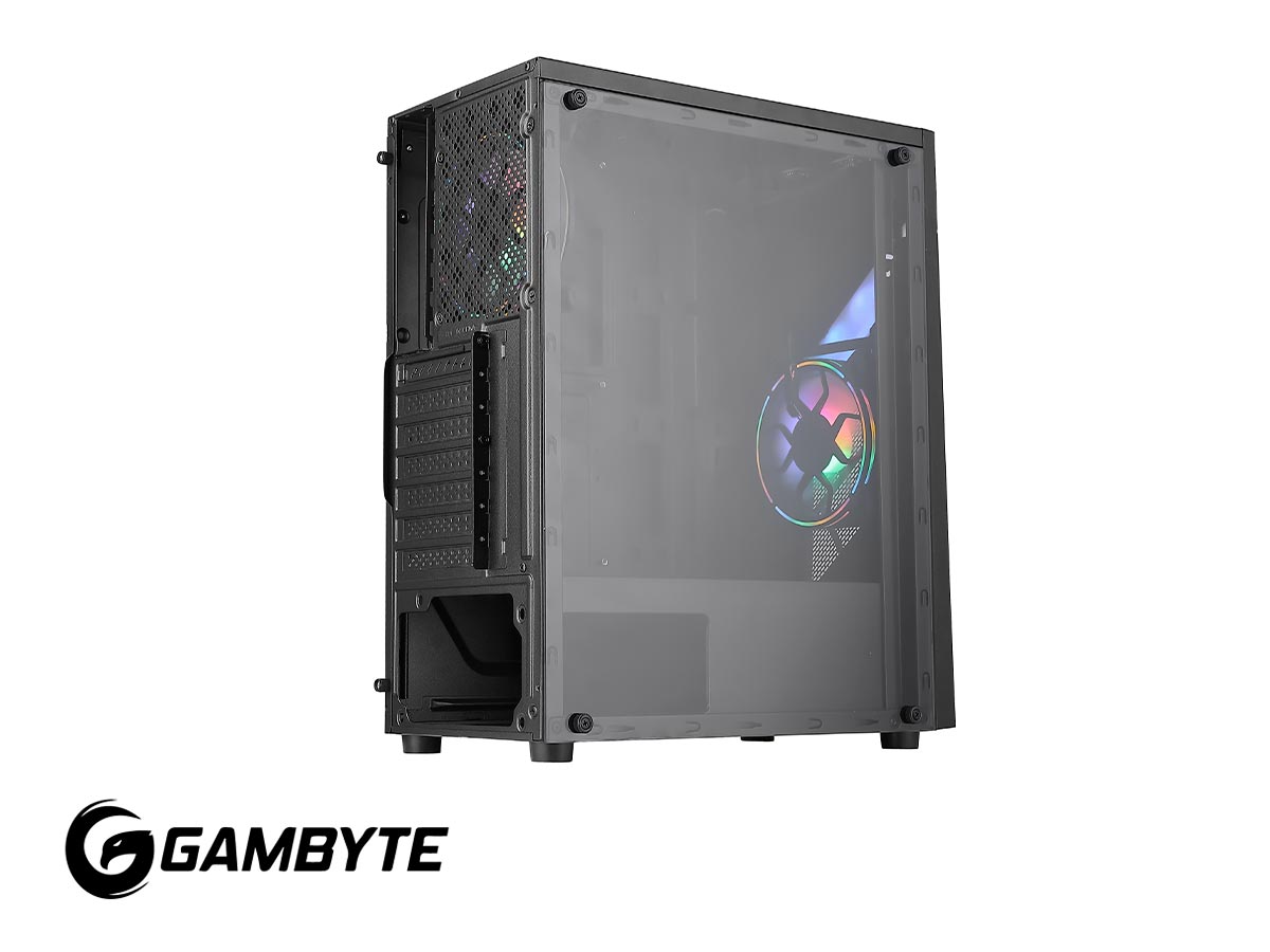 CASE GAMBYTE SOUL S/FUENTE (CS-SOU4RBWKG-LG) PANEL DE VIDRIO, 4 VENTILADORES, LED RGB, NEGRO