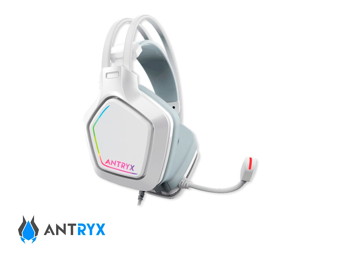AURICULAR ANTRYX GAMING ENIGMA SE WHITE (AGH-7320WR7V) 7.1 VIRTUAL, VIBRADOR , USB, C/ MICROFONO , BLANCO - 22154