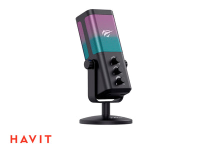 MICROFONO GAMER HAVIT GK65 RGB NEGRO JACK 3.5MM, USB TIPO C