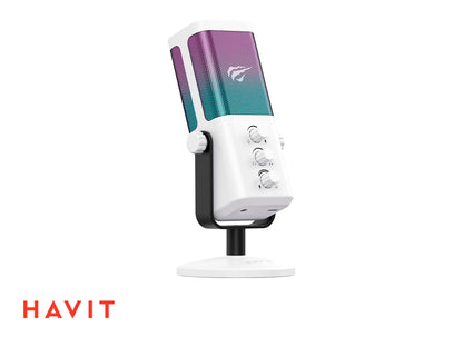 MICROFONO GAMER HAVIT GK65 RGB BLANCO JACK 3.5MM, USB TIPO C