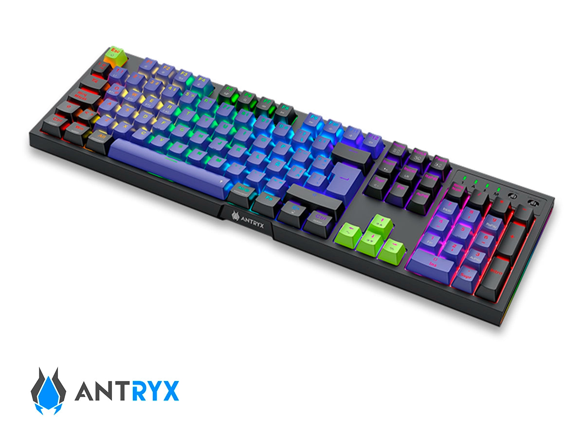 TECLADO GAMER ANTRYX MK865 TRIX (AMK-865TXKBL-SP) MECANICO | SWITCH BLUE | NEGRO Y AZUL