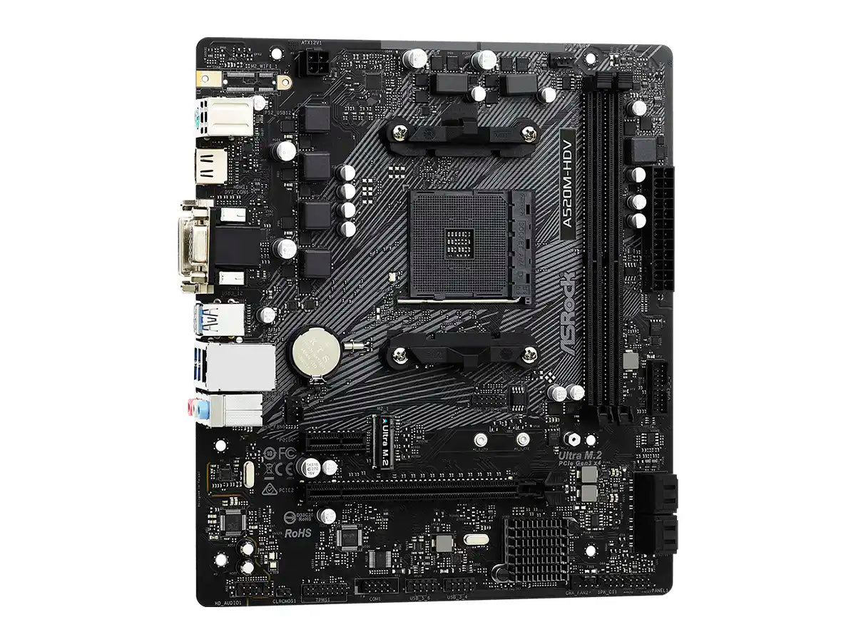 PLACA MADRE ASROCK A520M-HDV (90-MXBE50-A0UAYZ) SOCKET AM4, RAM DDR4 BUSS 4733OC MHZ