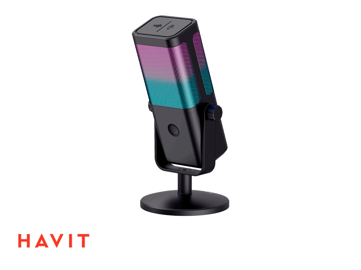 MICROFONO GAMER HAVIT GK65 RGB NEGRO JACK 3.5MM, USB TIPO C