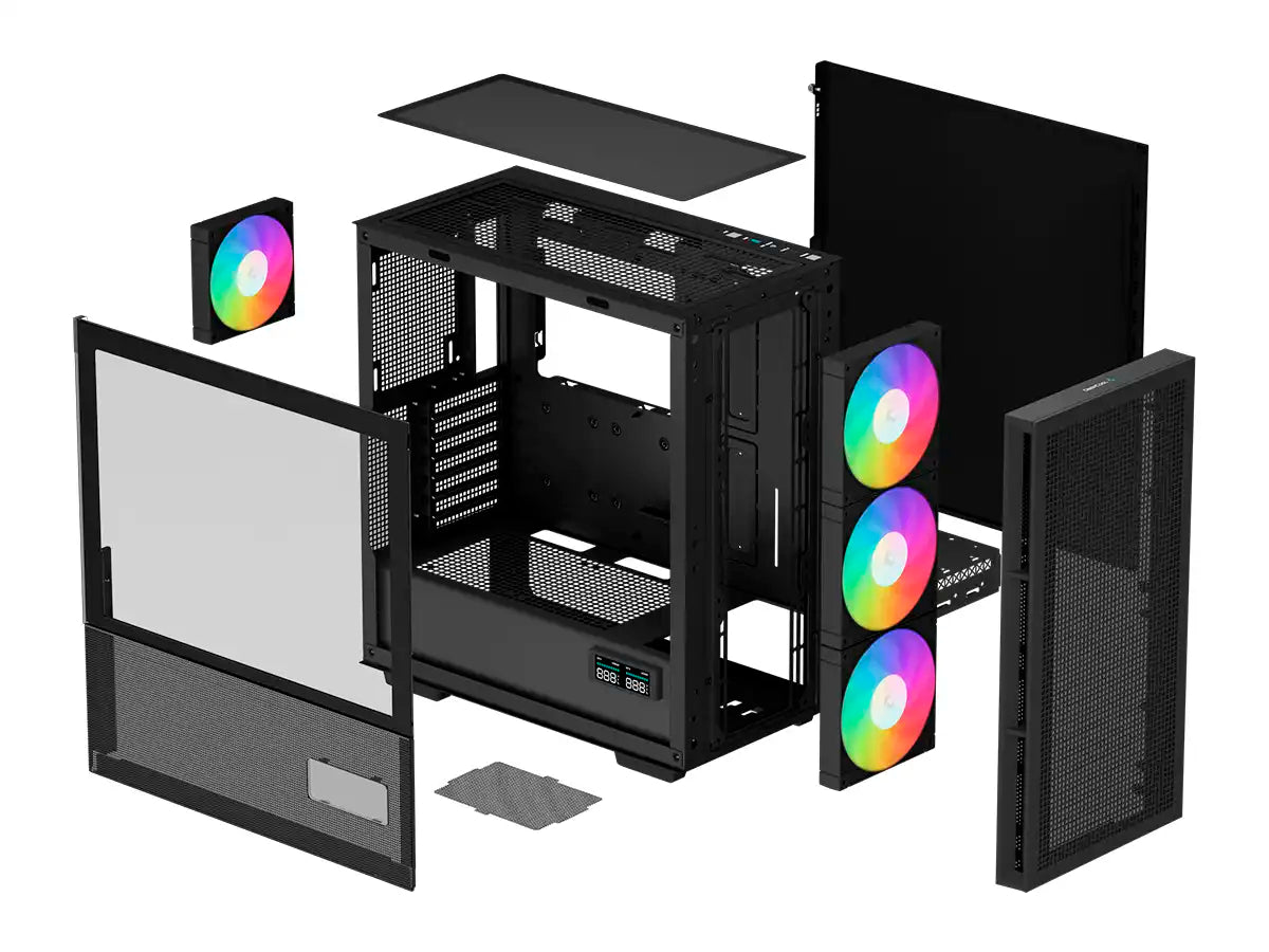 CASE DEEPCOOL CH560 DIGITAL S/FUENTE (R-CH560-BKAPE4D-G-1) PANEL DE VIDRIO, 4 VENTILADORES, LED ARGB, NEGRO